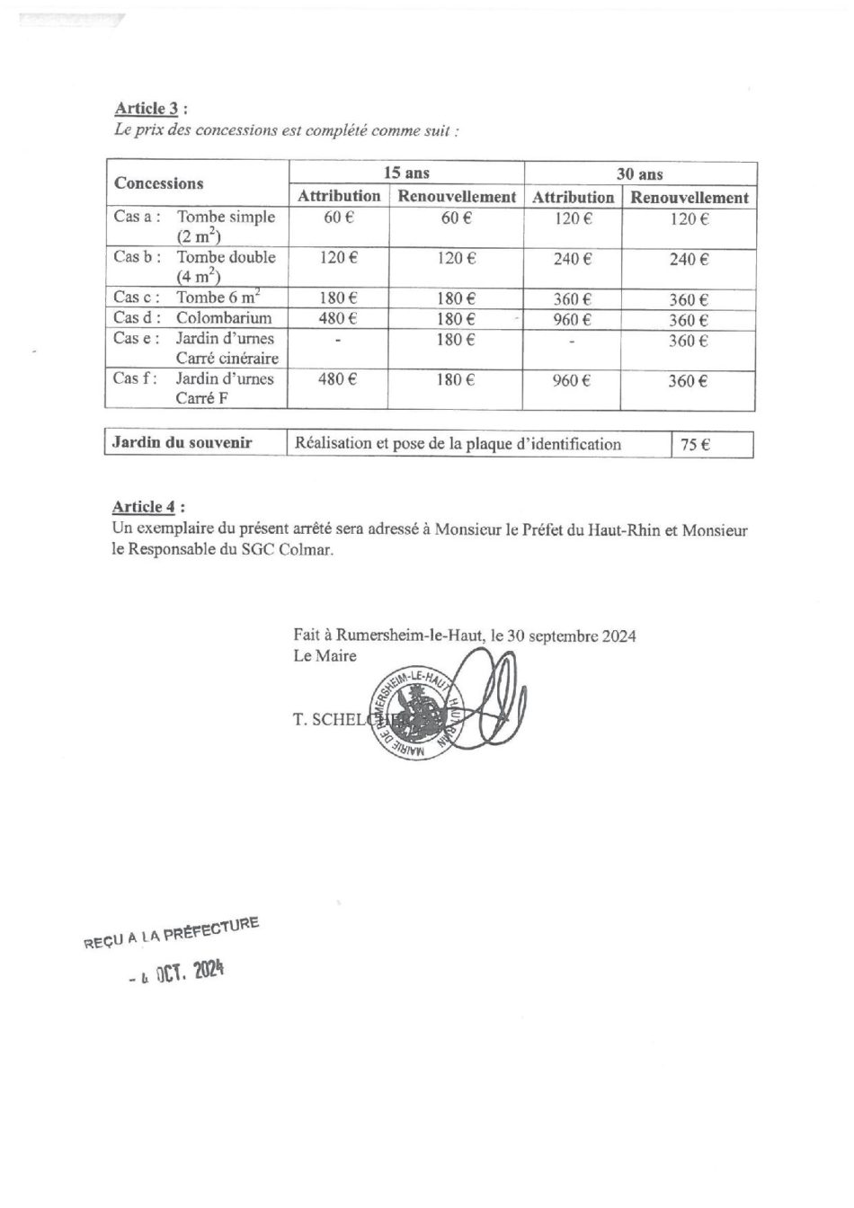 Modificatif à l'arrêté n° 6-20063