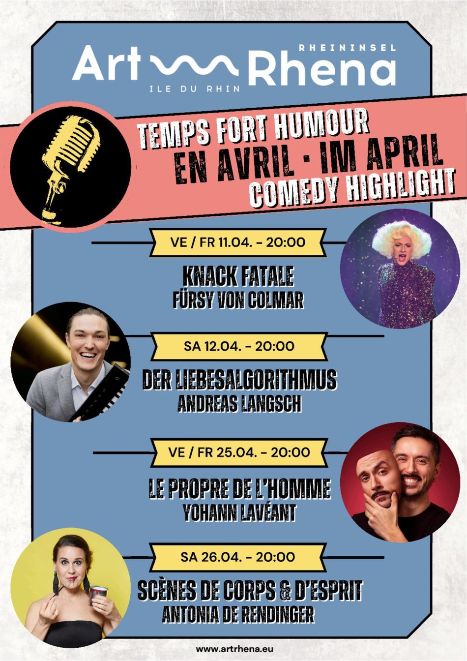 ArtRhena - Programme humour - Avril 2025