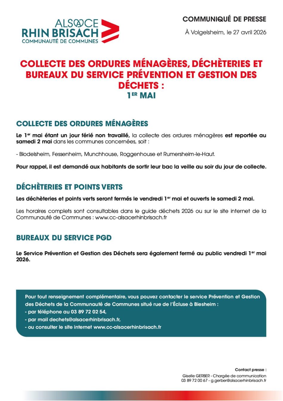 CCARB - Ordures ménagères - 01.05.2026