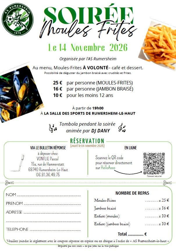 Soirée moules frites - 14.11.2026