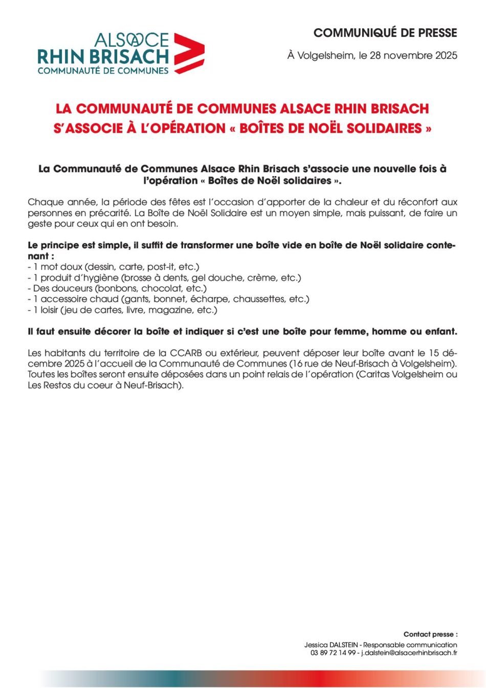 CCARB - Boîtes de Noël solidaires